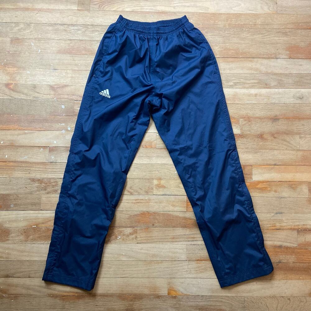 Adidas Navy Blue Lined Zipper On Legs Track Pants Pockets Men’s Unisex Sz XS